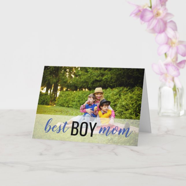 Best Boy Mum Photo Mother's Day Card (Orchid)