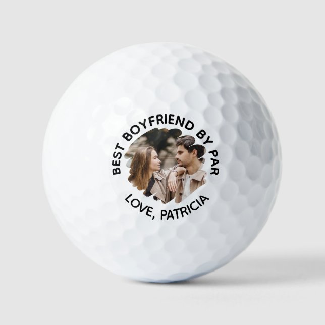 Best Boyfriend by Par with Custom Photo & Text Golf Balls (Front)