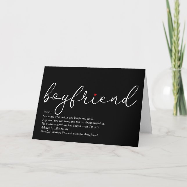 Best Boyfriend Definition Script Red Love Heart Card (Front)