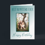 Best Boyfriend Ever Birthday Blue Ombre Photo Holiday Card<br><div class="desc">The perfect greeting card for your boyfriend's birthday, this design features a blue ombre background on the cover with complementary blue font. Upload your favourite photo. The inside of the card has an amazing message written on a white background in blue font. Order yours today! Stock Photography © Shelley N....</div>