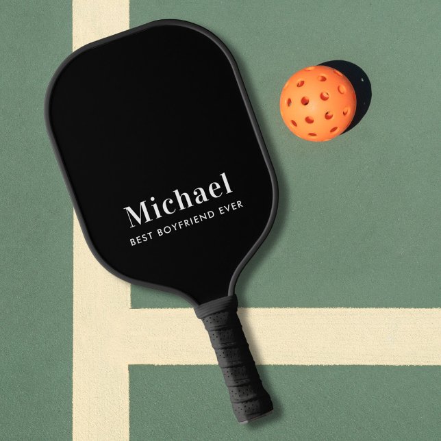 Best Boyfriend Ever Monogram Black Pickleball Paddle (Creator Uploaded)