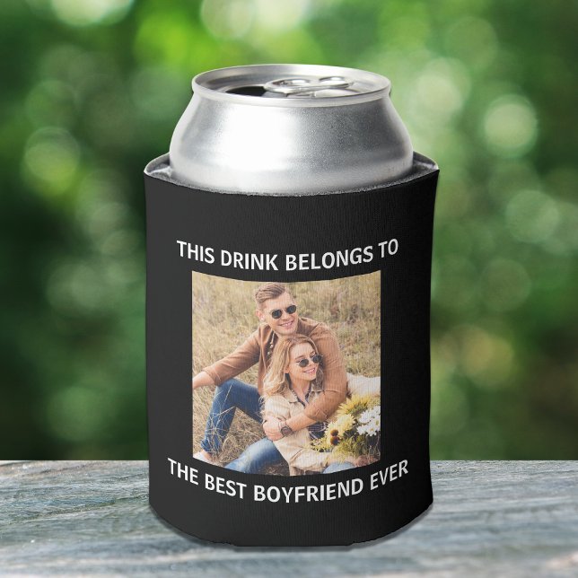 Best Boyfriend Ever Photo Black Can Cooler (Creator Uploaded)