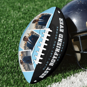 Best Boyfriend Ever Photo Valentine's Blue & Black American Football