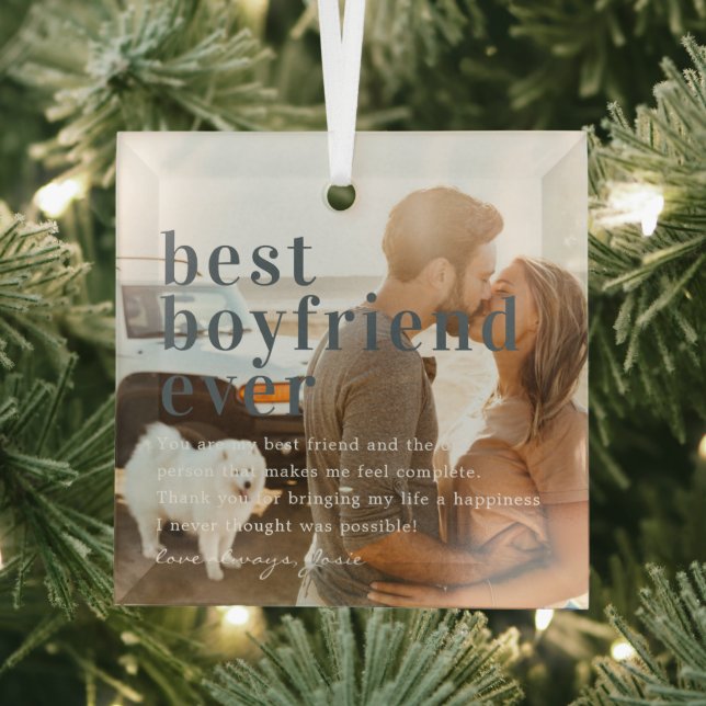 Best Boyfriend Ever | Quote & Photo Gift  Glass Tree Decoration (Insitu)