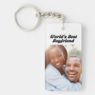 Best Boyfriend photo black 3d text Key Ring