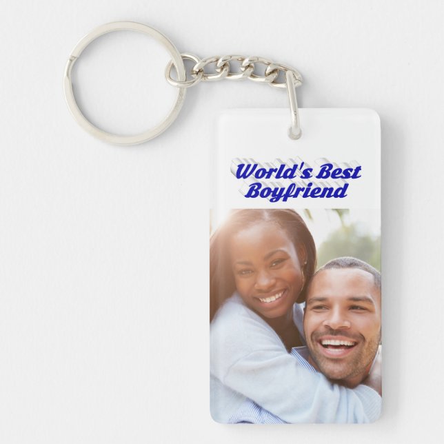 Best Boyfriend photo blue 3d text  Key Ring (Front)