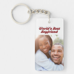 Best Boyfriend photo burgundy 3d text Key Ring