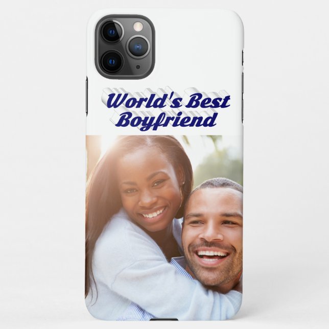 Best Boyfriend Photo with dark blue text  iPhone Case (Back)