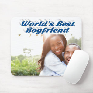 Best Boyfriend Photo with sea blue text   Mouse Mat