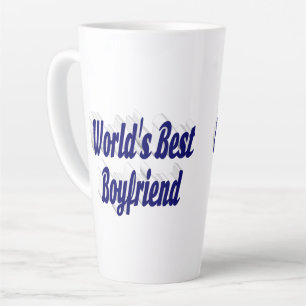 Best Boyfriend with dark blue text Latte Mug