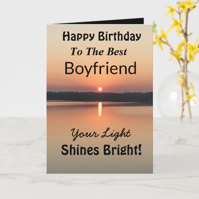 Best Boyfriend Your Light Shines Bright Birthday Card (Yellow Flower)