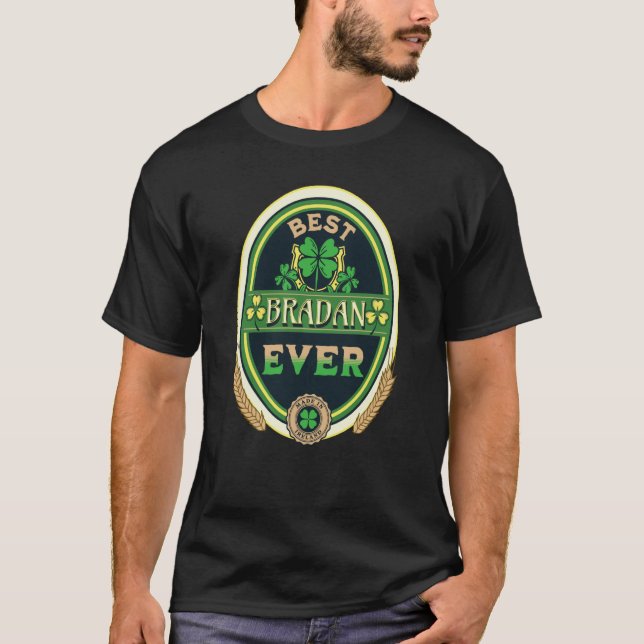 Best Bradan Ever Personal Name Irish Retro Beer La T-Shirt (Front)