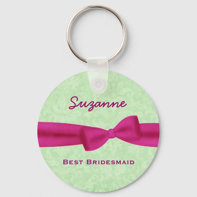 Best Bridesmaid Custom Name Printed Bow Gift V02 Key Ring (Front)