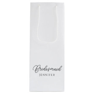 Best Bridesmaid Handwritten Script Custom Name Wine Gift Bag