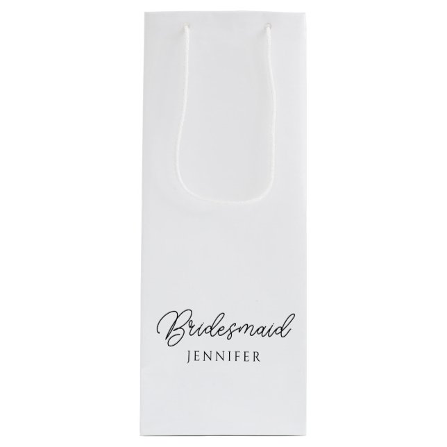 Best Bridesmaid Handwritten Script Custom Name Wine Gift Bag (Front)