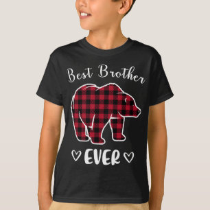 Best Brother Bear Ever Buffalo Plaid Red Matching T-Shirt