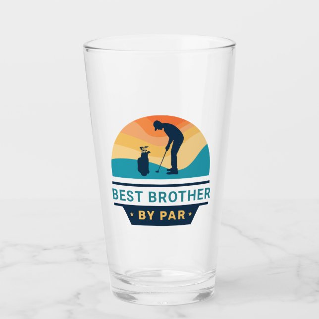 Best Brother By Par Retro Fathers Day Personalised Glass (Front)