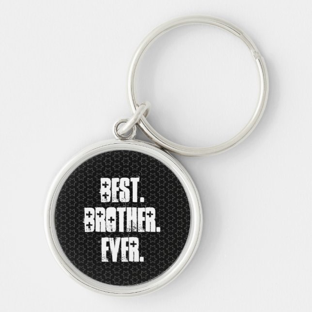 Best BROTHER Ever Black and White Star Pattern Key Ring (Front)