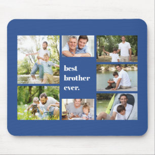 Best Brother Ever Blue Photo Collage Mouse Mat