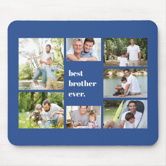 Best Brother Ever Blue Photo Collage Mouse Mat (Front)