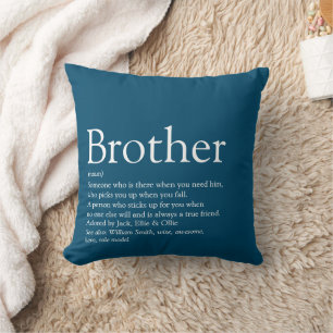 Best Brother Ever Definition Fun Modern Blue Cushion