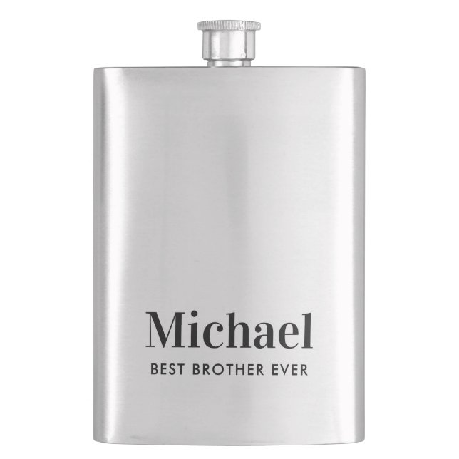 Best Brother Ever Monogram Hip Flask (Front)