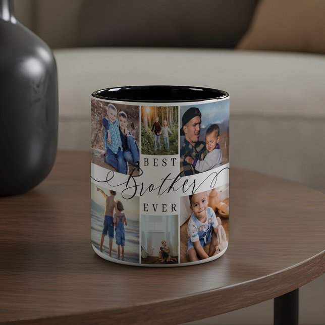 Best Brother Ever Photo Collage Keepsake Gift Two-Tone Coffee Mug (Best Brother Ever Photo Collage Keepsake Gift Two-Tone Coffee Mug)
