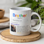 Best Brother Ever Search Results Photo & Message Coffee Mug<br><div class="desc">This fun and heartfelt mug gift is the perfect way to celebrate the best brother ever. Styled to resemble a search engine result, it humorously declares your brother as the world's best, complete with a personal message and custom photo for a special touch. The bright, colourful design adds a playful...</div>