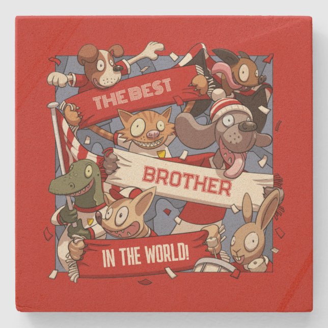 Best Brother Funny Animal Sports Fans Cartoon Stone Coaster (Front)