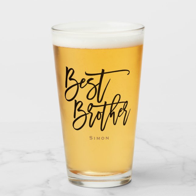 Best Brother Gift Black script typography name Glass (Front Filled)