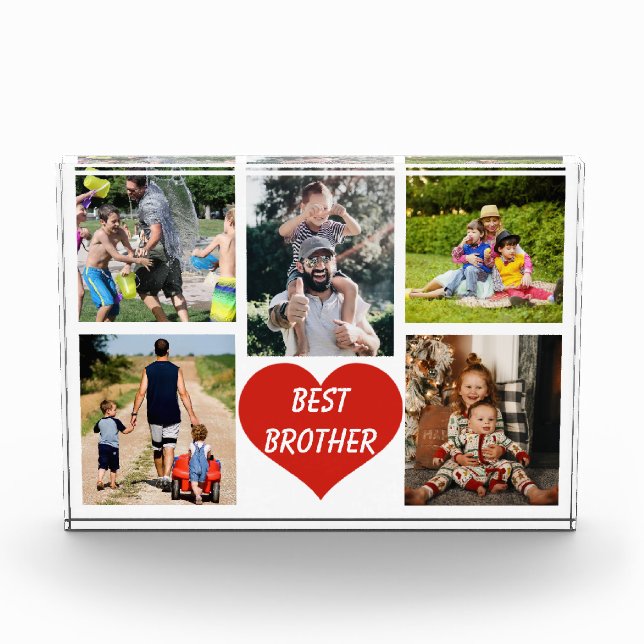 Best Brother Red Heart Photo Block (Front)