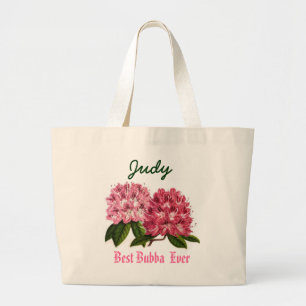 Best Bubba Ever Custom Name Rhododendron Large Tote Bag