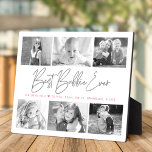 Best Bubbie Ever 6 Photo Collage Modern Script Plaque<br><div class="desc">“Best Bubbie Ever.” She’s loving every minute with her grandkids. A stylish, simple visual of soft grey handwritten script and soft pink sans serif typography overlay a white background. Add six cherished photos of your choice and customise the name(s)/message, for the perfect modern, stylish, personalised photo plaque she’ll treasure always....</div>