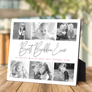 Best Bubbie Ever 6 Photo Collage Modern Script Plaque