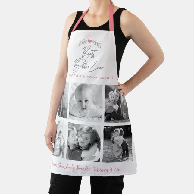 Best Bubbie Ever Kitchen Chef 6 Photo Collage Bold Apron (Insitu)