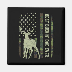 Best Buckin' Dad Camouflage American Flag Deer Hun Magnet