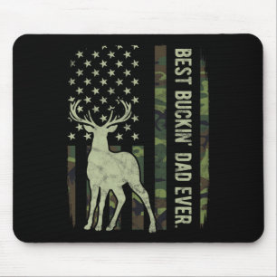 Best Buckin' Dad Camouflage American Flag Deer Hun Mouse Mat