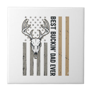 Best Buckin Dad Deer Hunting Vintage Shirt Design_ Tile
