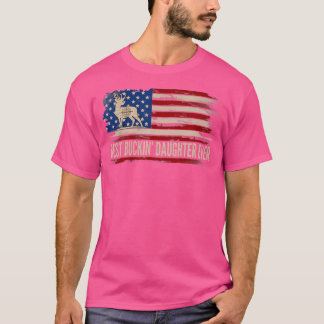 Best Buckin' Daughter Ever American Usa Flag Deer T-Shirt