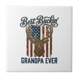 Best Buckin Grandpa Ever Deer Hunting Shirt Design Tile