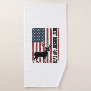 Best Buckin Pap Ever Deer Flag Vintage Vector_1 Bath Towel