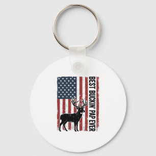 Best Buckin Pap Ever Deer Flag Vintage Vector_1 Key Ring