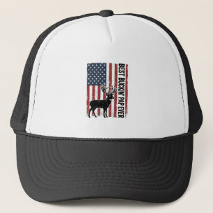 Best Buckin Pap Ever Deer Flag Vintage Vector_1 Trucker Hat