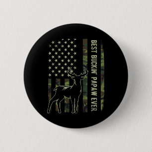 Best Buckin' Papaw Camo American Flag Deer Hunting 6 Cm Round Badge