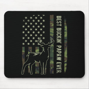 Best Buckin' Papaw Camo American Flag Deer Hunting Mouse Mat