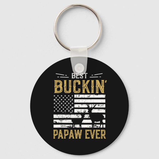 Best Buckin Papaw Ever Funny Gift Deer Hunter Cool Key Ring (Front)