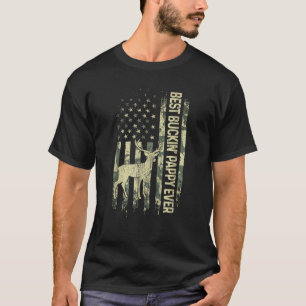 Best Buckin Pappy Ever Camouflage American Flag Fa T-Shirt