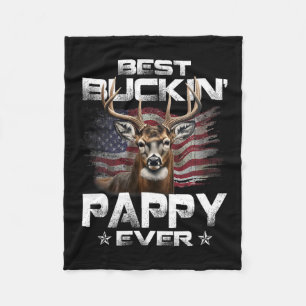Best Buckin' Pappy Ever Usa Flag Deer Hunting Fath Fleece Blanket