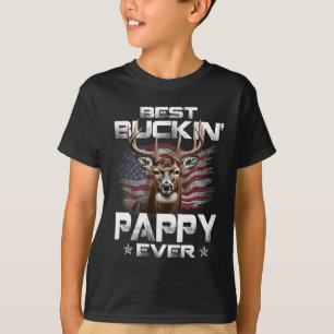 Best Buckin' Pappy Ever Usa Flag Deer Hunting Fath T-Shirt