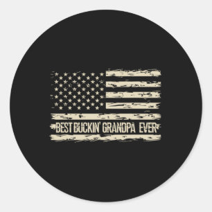 Best Bucking Grandpa Ever Camouflage Us Flag Deer Classic Round Sticker